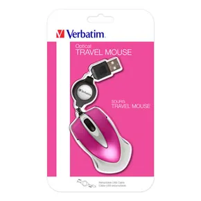 Verbatim Maus Go Mini 49021, 1000DPI, optisch, 3Tas., USB verdrahtet, rose, mini