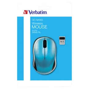 Verbatim Maus Go Nano 49044, 1600DPI, 2.4 [GHz], optisch, 3Tas., schnurlos, blau, 2 Stk AA