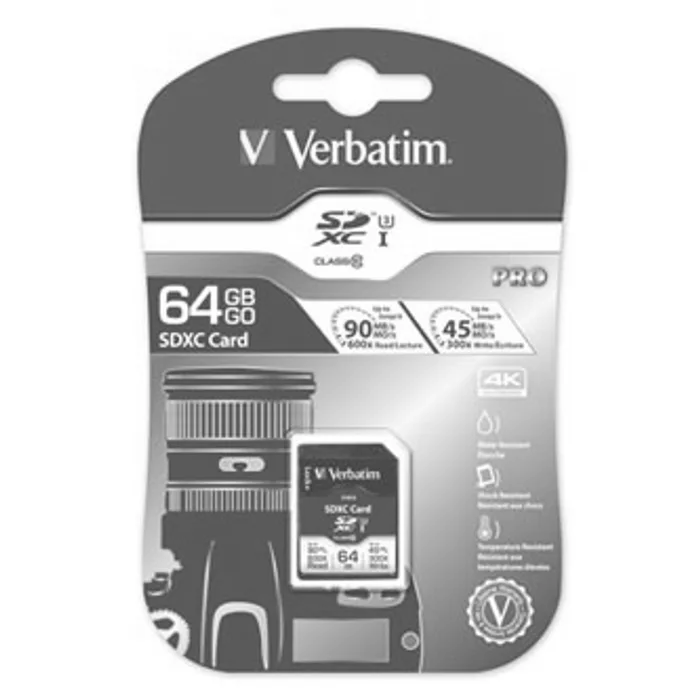 Hauptbild des Produkts Verbatim paměťová karta SDXC Pro, 64GB, SDXC, 47022, UHS-I U3