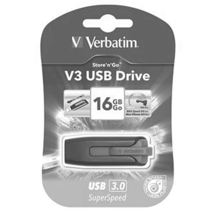 Hauptbild des Produkts Verbatim USB flash disk, USB 3.0 (3.2 Gen 1), 16GB, V3, Store N Go, černý, 49172, USB A,
