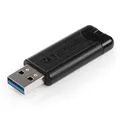 Verbatim USB flash disk, USB 3.0 (3.2 Gen 1), 256GB, PinStripe, Store N Go, schwarz, 49320, USB A, mit herausziehbarem Konnektro