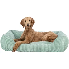 Vital Bed JONNA orthopädisches rechteckiges Hundebett, Manchester-Plüsch, Salbei 80 x 60 cm