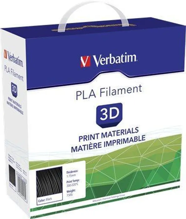 Hauptbild des Produkts Vlákno PLA pro 3D tiskárny, černá, 1,75 mm, 750g, cívka, VERBATIM