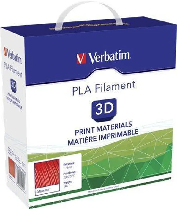 Hauptbild des Produkts Vlákno PLA pro 3D tiskárny, červená, 1,75 mm, 1kg, cívka, VERBATIM