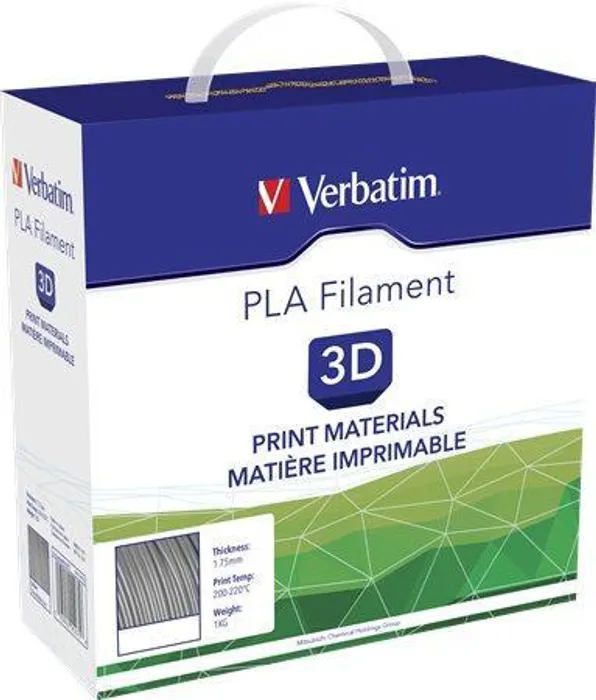 Hauptbild des Produkts Vlákno PLA pro 3D tiskárny, šedo-stříbrná kovová, 1,75 mm, 1kg, cívka, VERBATIM