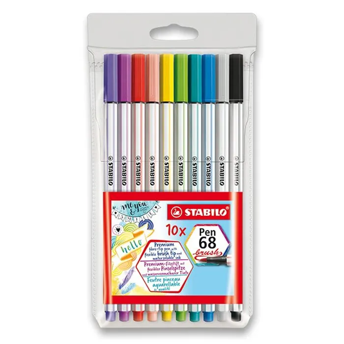 Hauptbild des Produkts Vláknový fix s flexibilním štětcovým hrotem STABILO Pen 68 brush - 10 ks sada