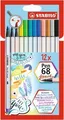 Fasermarker mit flexibler Pinselspitze STABILO Pen 68 Pinsel – 12-teiliges Set