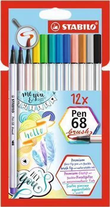 Hauptbild des Produkts Vláknový fix s flexibilním štětcovým hrotem STABILO Pen 68 brush - 12 ks sada
