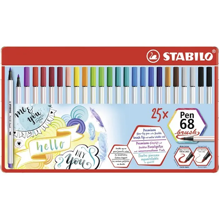 Hauptbild des Produkts Vláknový fix s flexibilním štětcovým hrotem STABILO Pen 68 brush - 25 ks sada v plech