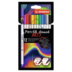 Fasermarker mit flexibler Pinselspitze STABILO Pen 68 Pinsel ARTY - 12er Set