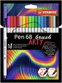 Fasermarker mit flexibler Pinselspitze STABILO Pen 68 Pinsel ARTY - 18er-Etui