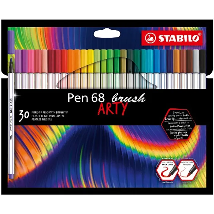 Hauptbild des Produkts Vláknový fix s flexibilním štětcovým hrotem STABILO Pen 68 brush ARTY - 30 ks sada