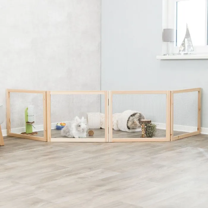 Hauptbild des Produkts Vnitřní výběh pro zakrslé králíky, 60 - 240 x 50 cm, přírodní dřevo/kov