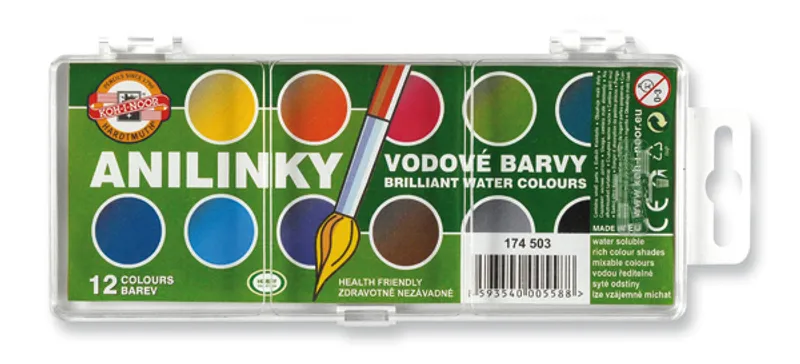 Hauptbild des Produkts Vodové barvy brilantní (anilinky) - 12 odstínů 174503