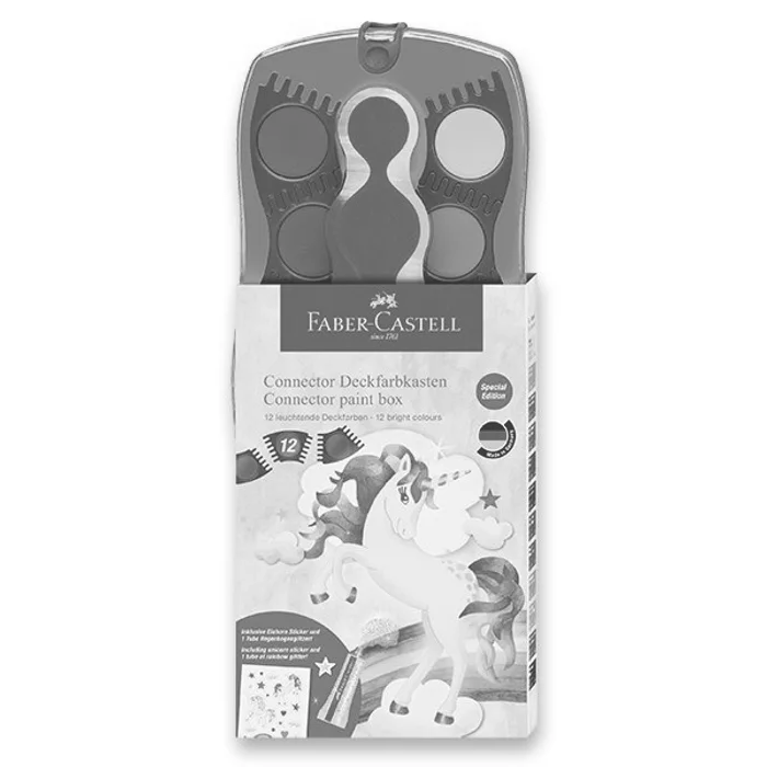 Hauptbild des Produkts Vodové barvy Faber-Castell Connector Unicorn 12 barev, průměr 30 mm