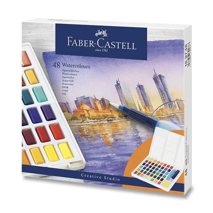 Hauptbild des Produkts Vodové barvy Faber-Castell s paletkou 48 barev