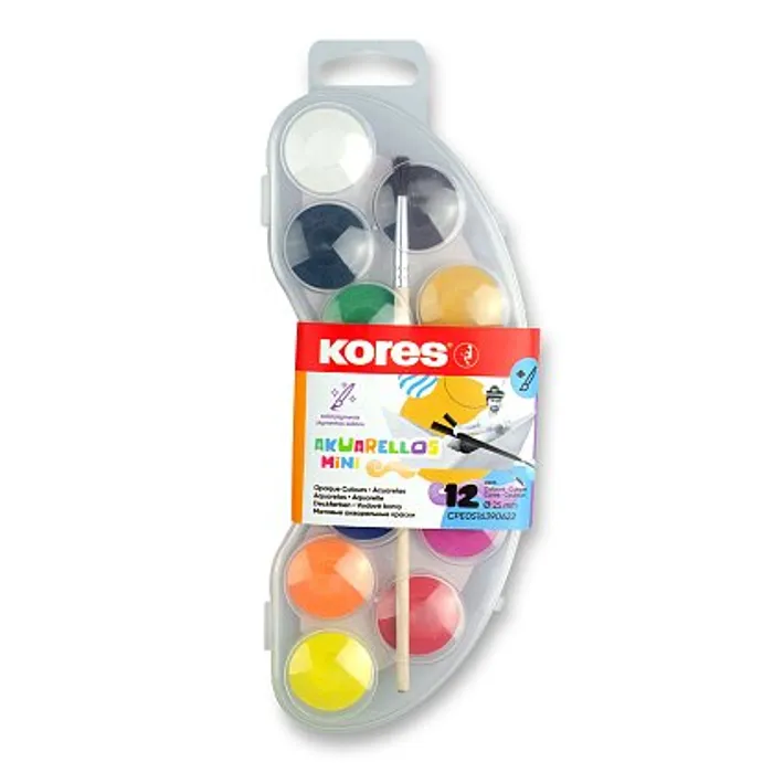 Hauptbild des Produkts Vodové barvy Kores Akuarellas 12 barev, průměr 25 mm
