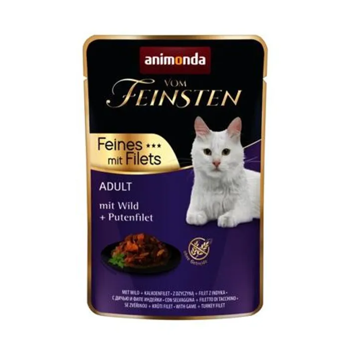 Hauptbild des Produkts Vom Feinsten Adult FEINES m.Fillets - zvěřina + krůtí filet, kapsička pro kočky 85 g
