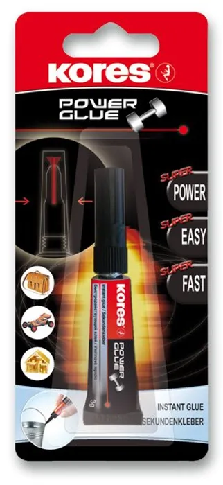 Hauptbild des Produkts Vteřinové lepidlo Kores Power Glue 3 g – extra silné univerzální sekundové lepidlo