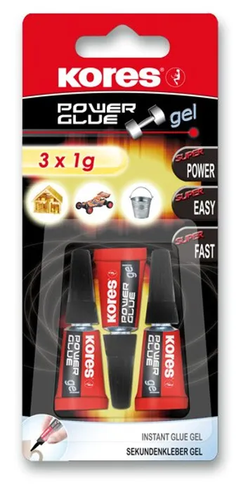 Hauptbild des Produkts Vteřinové lepidlo Kores Power Glue Gel 3×1 g