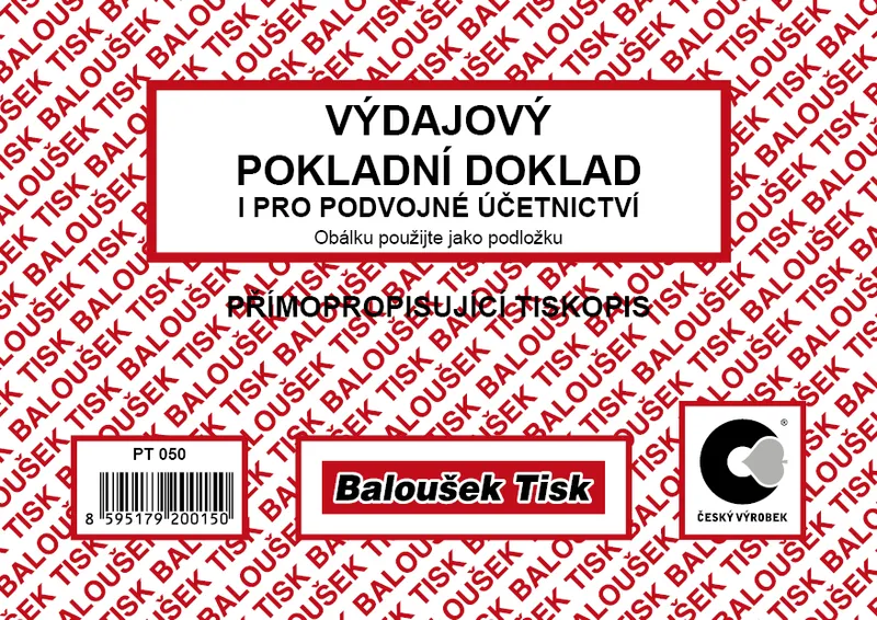 Hauptbild des Produkts Výdajový pokladní doklad pro podvojné účetnictví propisující PT050