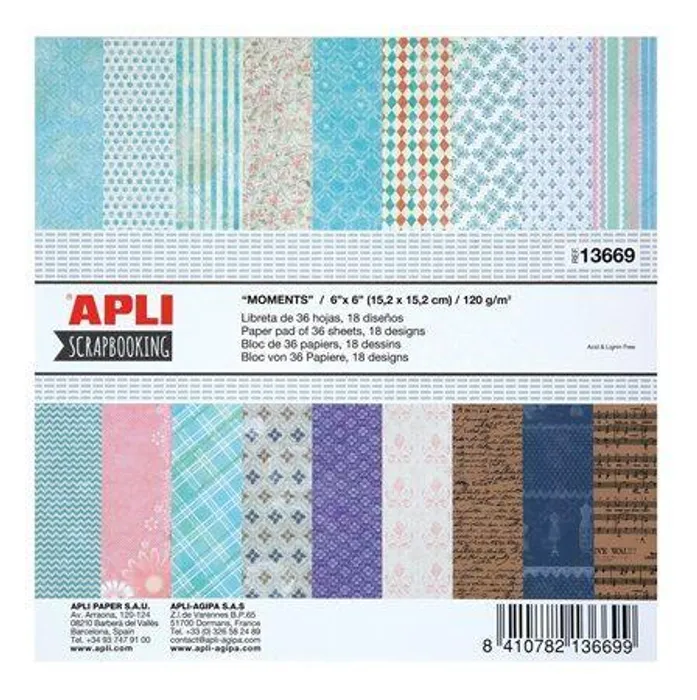 Hauptbild des Produkts Vzorovaný karton Scrapbooking, 30,5 x 30,5 cm, APLI, "Moments"