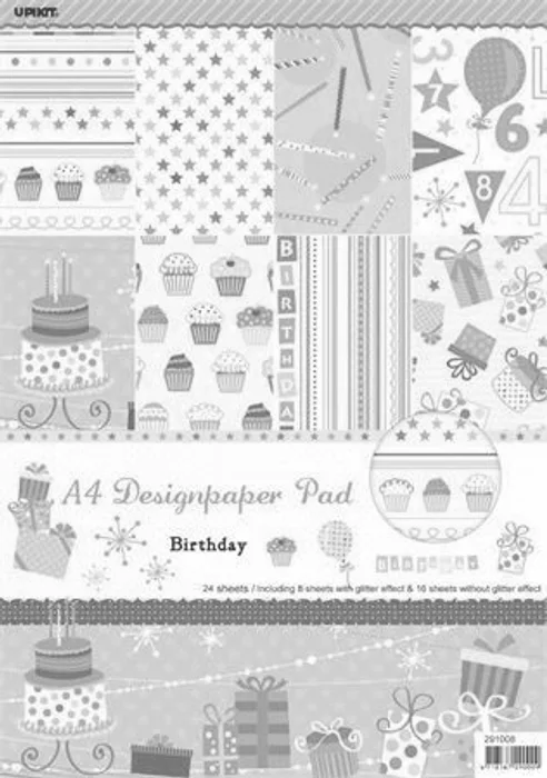 Hauptbild des Produkts Vzorovaný karton Scrapbooking, A4, narozeninový motiv
