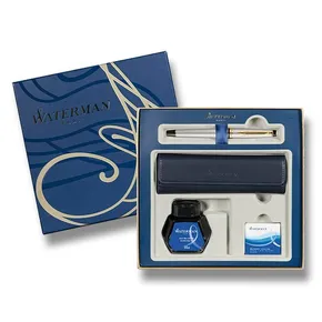 Waterman Expert Stainless Steel GT Füllfederhalter, Geschenkset mit Etui und Tinte