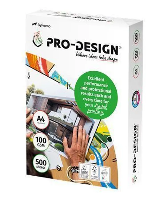 Hauptbild des Produkts Xerografický papír, pro digitální tisk, A4, 100g, PRO-DESIGN [500 listů]
