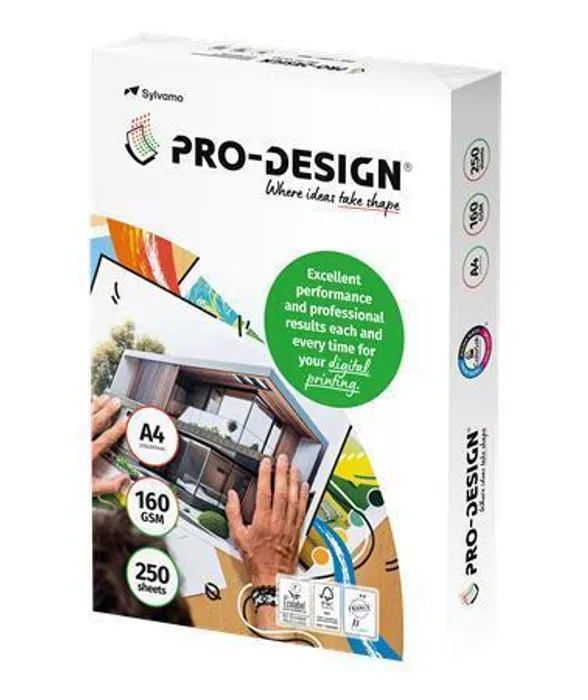 Hauptbild des Produkts Xerografický papír, pro digitální tisk, A4, 160g, PRO-DESIGN [250 listů]