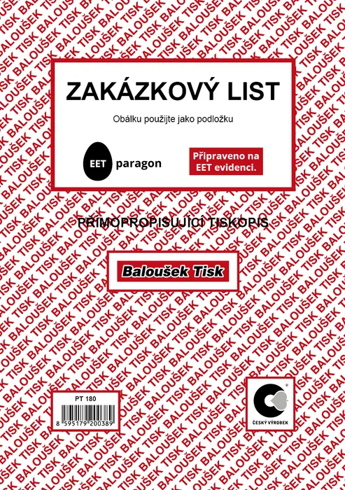 Hauptbild des Produkts Zakázkový list A5 - EET PT180