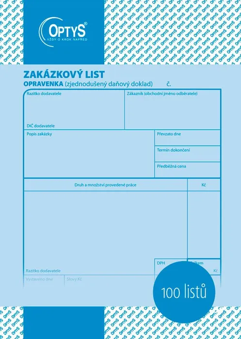 Hauptbild des Produkts Zakázkový list A5, opravenka, 100 listů 1048