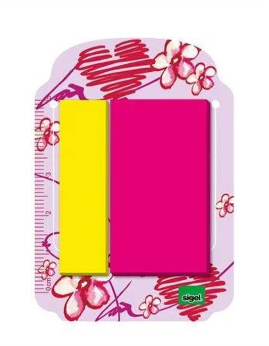 Hauptbild des Produkts Záložky, 25 lístků, 12x45 mm, SIGEL, "Hearts", žluto-růžové