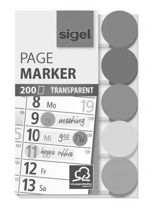 Hauptbild des Produkts Záložky, transparentní s kolečkem, mix barev, 5x40 útržků, 50x12 mm, SIGEL