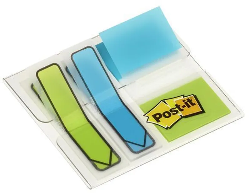 Hauptbild des Produkts Záložky, zelená a modrá, 3x16 listů, 25x43 mm a 12x43 mm, 3M POSTIT
