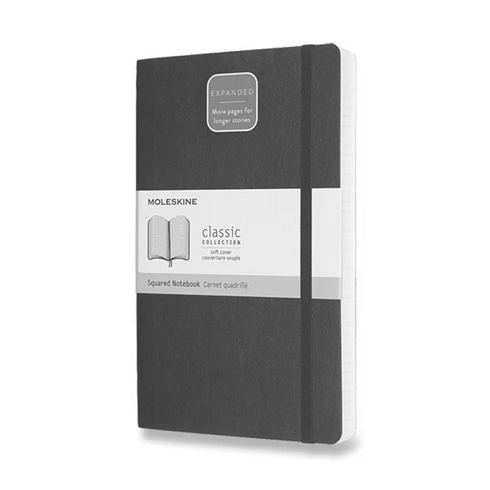 Hauptbild des Produkts Zápisník Moleskine Expanded - měkké desky L, čtverečkovaný, černý