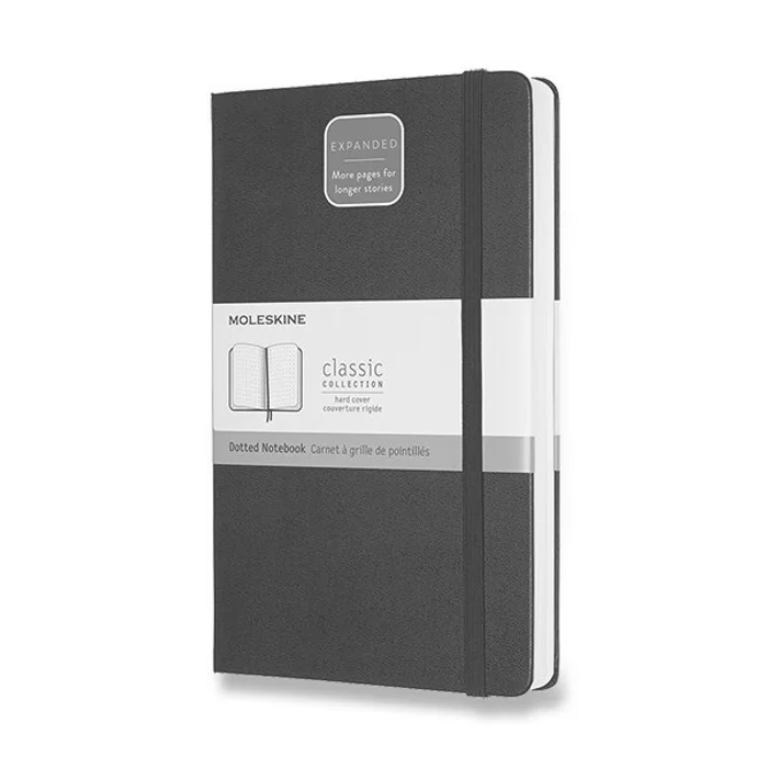 Hauptbild des Produkts Zápisník Moleskine Expanded - tvrdé desky L, tečkovaný, černý