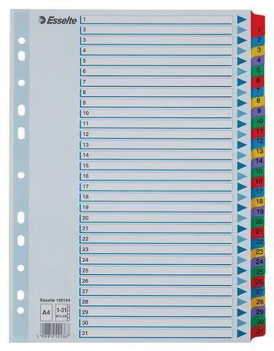 Hauptbild des Produkts Zesílené kartonové rejstříky Esselte Mylar, A4, Mix barev