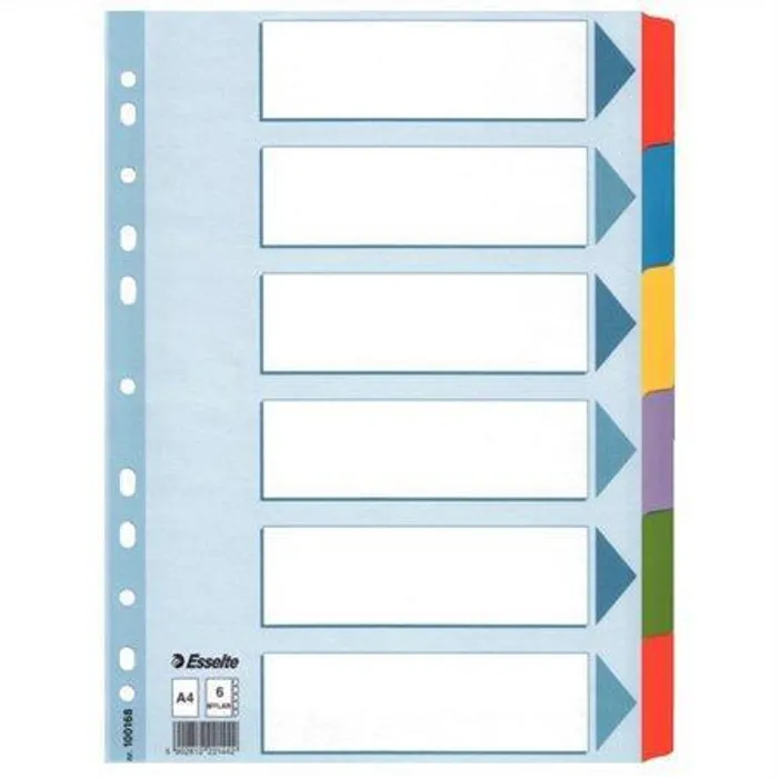 Hauptbild des Produkts Zesílené kartonové rozlišovače Esselte Mylar, A4, Mix barev