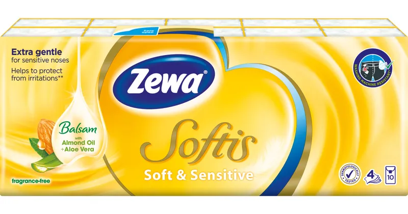 Hauptbild des Produkts Zewa Softis Soft & Sensitive 4vrstvé papírové kapesníky, 10× 9 ks