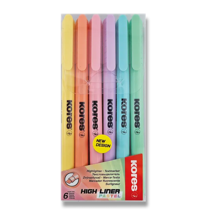 Hauptbild des Produkts Zvýrazňovač Kores High Liner Pastel sada 6 barev