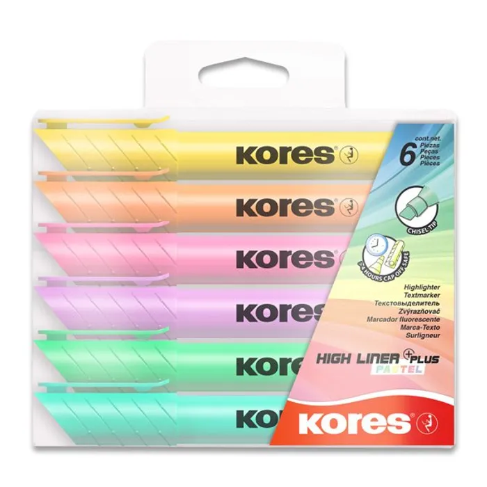 Hauptbild des Produkts Zvýrazňovač Kores High Liner Pastel sada 6 barev