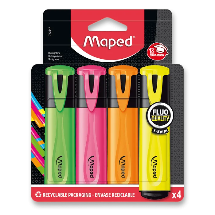 Hauptbild des Produkts Zvýrazňovač Maped Fluo Peps Classic - sada 4 barev
