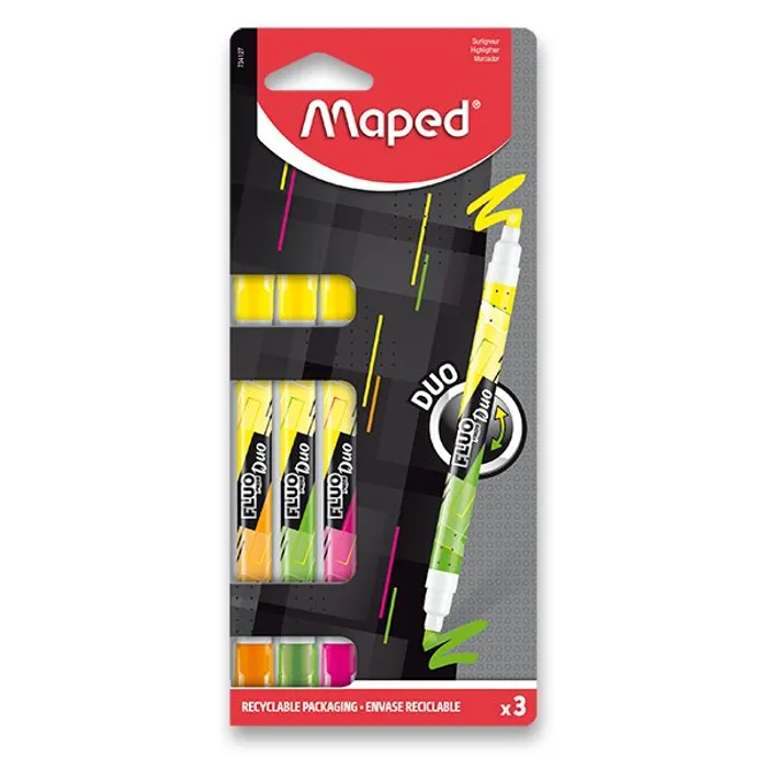 Hauptbild des Produkts Zvýrazňovač Maped Fluo Peps Duo Neon sada, 3 ks