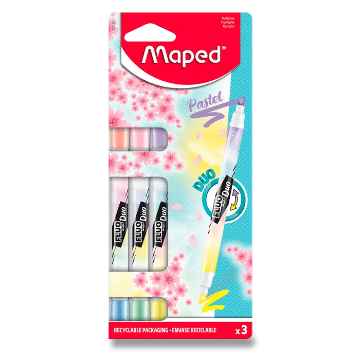 Hauptbild des Produkts Zvýrazňovač Maped Fluo Peps Duo Pastel sada, 3 ks