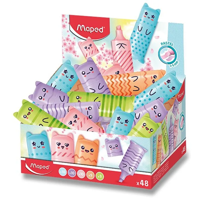 Hauptbild des Produkts Zvýrazňovač Maped Fluo Peps Mini Pastel stojánek, 48 ks