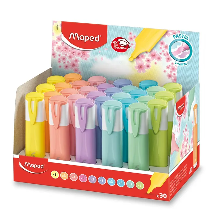 Hauptbild des Produkts Zvýrazňovač Maped Fluo Peps Pastel stojánek, 30 ks
