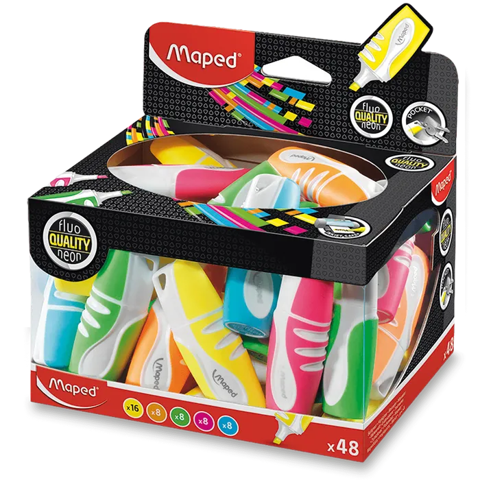 Hauptbild des Produkts Zvýrazňovač Maped Fluo Peps Pocket Soft - dóza 48ks