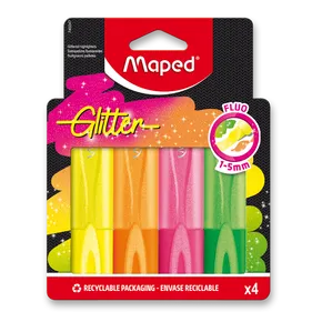 Maped Glitter Fluo Highlighter, 4 Stück, Blister