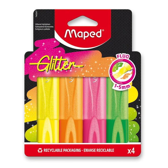 Hauptbild des Produkts Zvýrazňovač Maped Glitter Fluo 4 ks, blistr